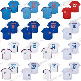 1982 Gary Carter Vintage honkbalshirts Delino DeShields Andre Dawson Tom Brady Pete Rose Vladimir Guerrero Tim Raines gestikte trui