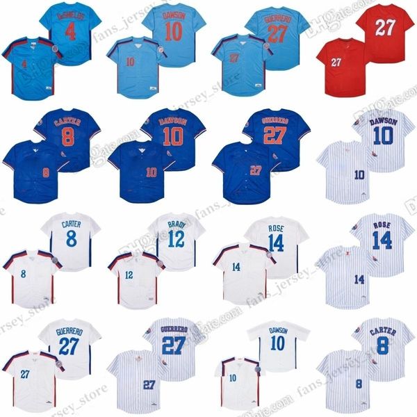 1982 Gary Carter maillots de baseball vintage Delino DeShields Andre Dawson Tom Brady Pete Rose Vladimir Guerrero Tim Raines maillot cousu