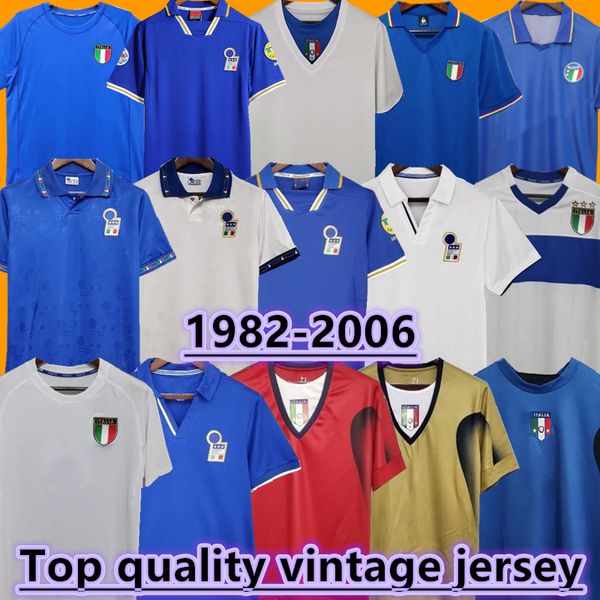 82 ITALYS Classic Retro Soccer Jerseys 90 94 98 R.Baggio Maldini Totti del Piero Pirlo Inzaghi Cannavaro Materazzi Nesta Buffon 00 06 Top Retro Footbal Shirt