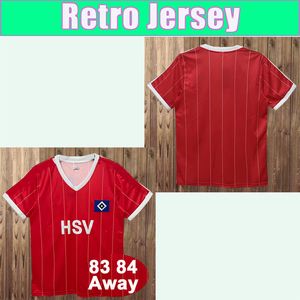 1983 1984 Hamburger SV Retro Soccer Jersey Away Classic Vintage Red Football Shirt Short Sleeve Adult Uniforms