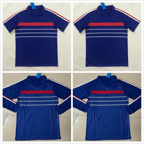 1984 1985 1986 Retro Soccer Jersey Home Blue Vintage Football Shirt 84 85 86 Classic Maillot de Foot Thai Calidad corta y larga manga