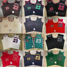 1984 1985 1995 Vintage Basketball Michael Authentic Jersey 23 Throwback Shirt Team Rouge bleu Blanc Noir Couleur Rétro pour les fans de sport tous cousus 1996 1997 1998