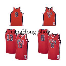 1984 Team USA Michael Jor Dan Basketball Jersey Mitch en Ness Chris Mullin Patrick Ewing Red Size S-XXXL RARE