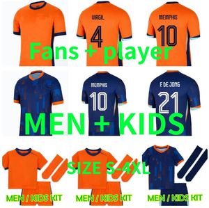 24 25 Países Bajos MEMPHIS European Holland Club Soccer Jersey 2024 Eurocopa 2025 Equipo nacional holandés Camiseta de fútbol Hombres Niños Kit MEMPHIS XAVI GAKPO Versión del jugador