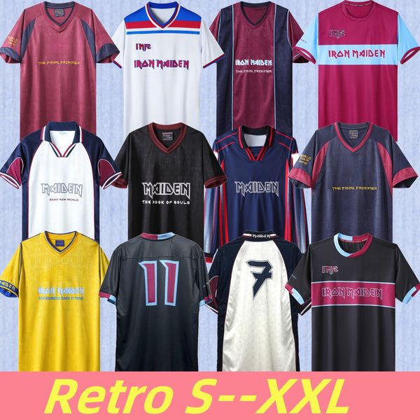 1986 89 maillots de football rétro West Hams Iron Maiden 1990 95 97 DI CANIO KANOUTE LAMPARD Chemises de football Uniformes pour hommes