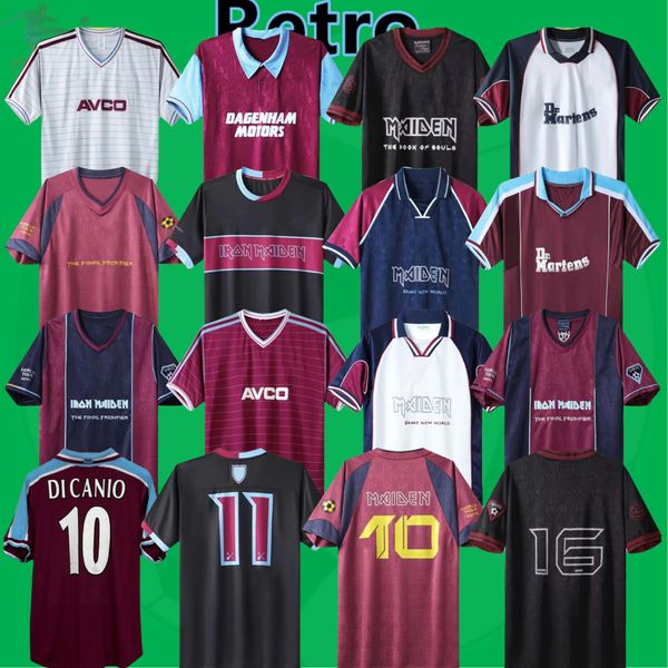 1986 89 West Hams Jerseys Retro Soccer Iron Maiden 1990 95 97 Di Canio Kanoute Lampard 1999 2001 2001 2008 2010 Camisas de fútbol de fútbol Uniformes de hombres