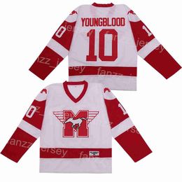 Film Hamilton Mustangs Hockey 10 Dean Youngblood Jersey 1986 Retro College Men Borduurwerk en naaien Adembatten Team White Pullover University voor sportfans