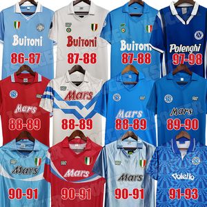 1987 1988 Jerseys de football rétro 87 88 89 90 91 93 97 98 Coppa Italia SSC Naples Maradona 10 Calcio Kits Kits Classic Vintage Napolitan Football Shirt