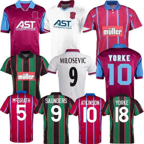 1993 1995 1996 1998 Aston Villaes Retro Soccer Jerseys 95 96 97 98 McGrath Yorke Milosevic Southgate Ehiogu Vintage Classic Saunders Football Shirt