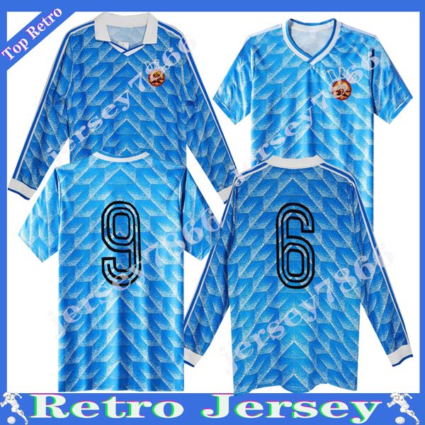 1988 1990 DDR Oberliga maillot de football rétro 88 90 EAST gerMan Stubner Kirsten Sammer Andreas Thom Thomas Doll football vintage classique chemise à manches longues courte
