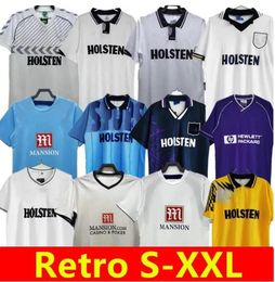 1988 Gascoigne Spurs Retro Mnes Soccer Jerseys 1982 1992 100 ° Klinsmann Sheringham Ferdinand Bale Ginola Lineker Defoe Modric Anderton Keane Football Shirt Top