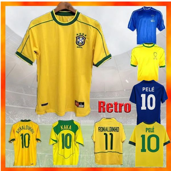 1988 maillots de football rétro Brésil Sweat 1994 1998 2000 2002 2004 2006 ROMARIO RONALDINHO RIVALDO KAKA maillot de football chandal futbol Sportswear Top qualité