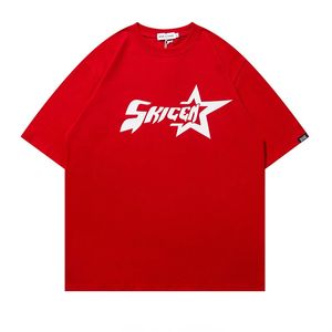 1988 Streetwear American Alphabet Star Print T-shirt Harajuku Vintage Red Mens Dames Y2K Casual Tops met basisherenkleding 240311