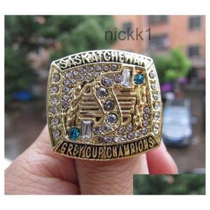 1989 Saskatchewan Roughriders de grijze beker kampioenschapsring met houten kist heren fan souvenir cadeau groothandel droplevering Dhkle ZGCL