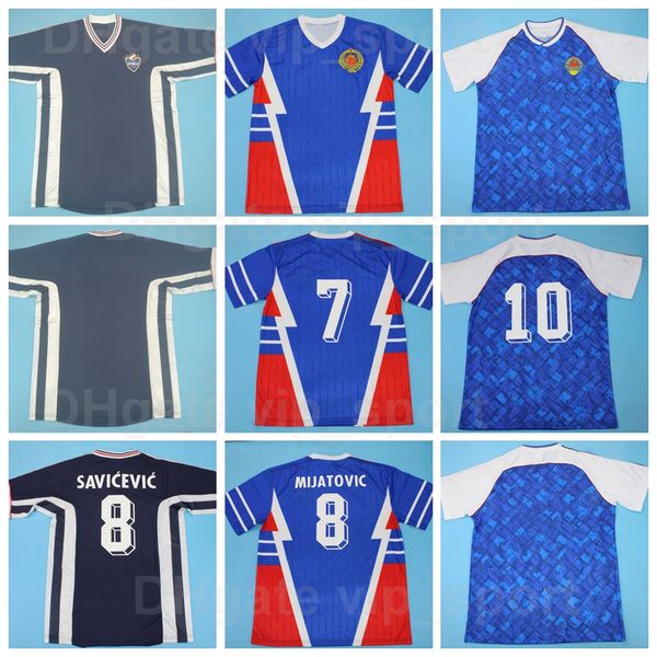 1990 1992 1998 National Retro Yugoslavia Soccer Jersey Vintage Classic 8 Mijatovic Número de nombre personalizado Equipo de camisa de fútbol azul marino