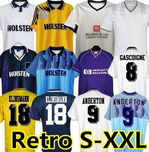 1990 1998 1991 1982 Maillot de football rétro vintage GASCOIGNE ANDERTON SHERINGHAM 83 84 Tottenham Ginola Ferdinand 92 93 94 95 Centenaire classique Klinsmann 08 09