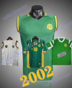 1990 1998 2002 Camisetas de fútbol Camerún Camiseta local Camiseta retro Eto'o Geremi Wome Song Djemba-Djemba 90 98 02 Camisetas de fútbol clásicas Top