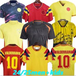 1990 Colombia Valderrama Guerrero Retro Soccer Jerseys 2023 2024 James Cuadrado D.Sanchez Escobar Uribe Falcao Memoria Home Football Shirt Uniforms classiques