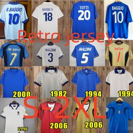 1990 Maillots de football rétro classiques d'Italie Rossi 1984 1994 1998 Totti Del Piero 2000 2006R.baggio Mallo Inzaghi Cannavaro Materazzi Nessta Buffon Maillot de football