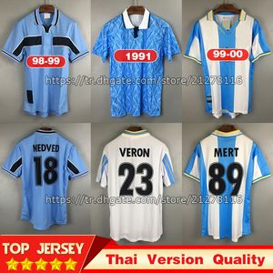 1990 Lazio rétro vintage classique Gascoigne Soccer Jersey 98 99 Kit de chemise de football Camisa Nedved 00 01 Veron Maillot de Foot