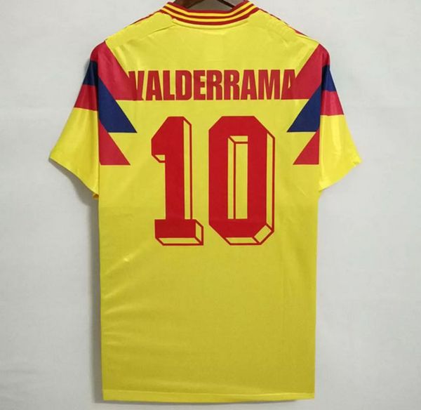 1990 Camisetas de fútbol retro Valderrama Away Home De Foot Shirt Amarillo Rojo Jersey Classic Conmemorate Collection Camisetas de fútbol vintage