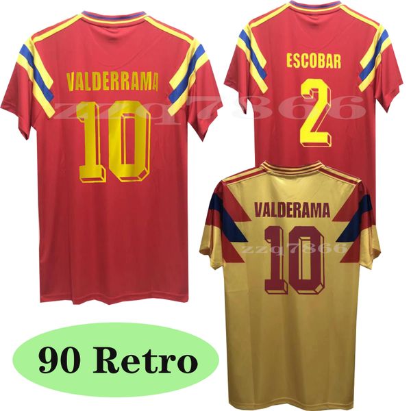 1990 Retro Valderrama camiseta de fútbol local visitante clásico Escobar conmemorar colección antigua Camiseta de fútbol vintage Guerrero