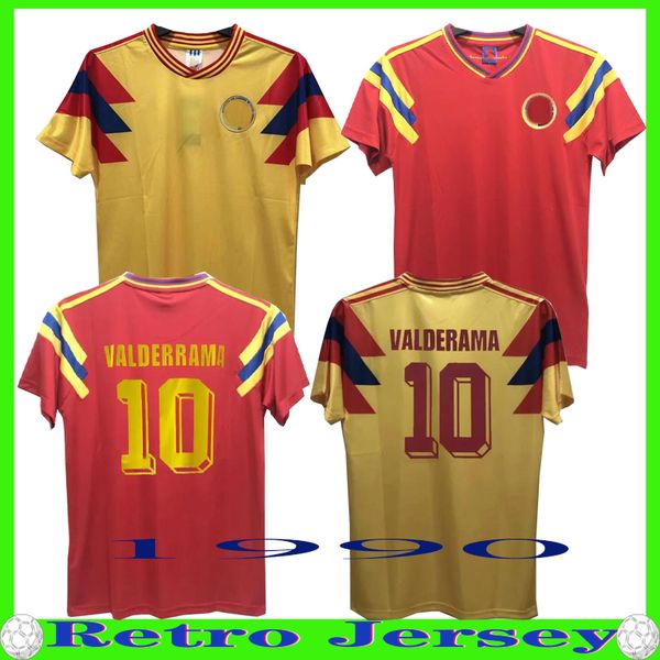 1990 Retro Valderrama camisetas de fútbol Escobar local amarillo visitante camiseta roja clásico conmemorar Colección vintage 90 Guerrero camisetas de fútbol de foot