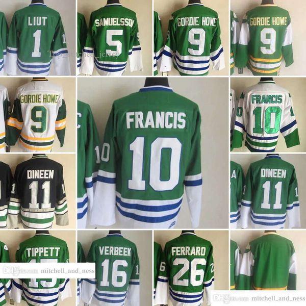 1991-1999 Film Rétro CCM Hockey Jersey Broderie 9 Gordie Howe 10 Ron Francis 11 Kevin Dineen 5 Ulf Samuelsson 26 Ray Ferraro 16 Patrick V 6980