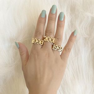 1991-2005 Année de naissance Numéro d'année pour femmes hommes Gothic Birthday Date Ring Special Date Ring Gold For Friendship Gift206y