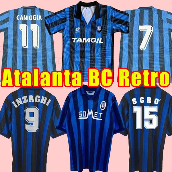 1991/92 Atalanta Retro Caniggia Stromberg Paulino Camisetas de Futbol Soccer Uniforme Kits Soccer Jersey Thailand Quality Football Shirts