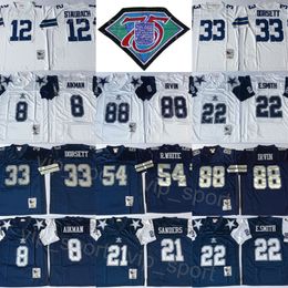 1992 1994 Football Vintage 12 Maillots Roger Staubach 21 Deion Sanders 8 Troy Aikman 22 Emmitt Smith 33 Tony Dorsett 54 Randy White 88 Michael Irvin 1977 1984