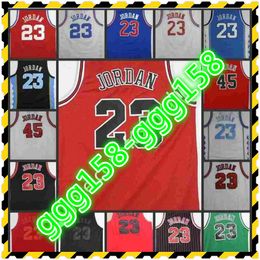 1992 1996-97 Vintage Hommes # 23 45 Michael Chemises 33 Scottie Pippen 91 Dennis Rodman Zach LaVine Broderie Maillots de basket-ball cousus