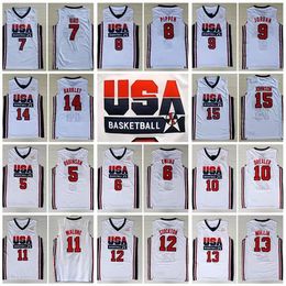 1992 Dream Us National Team Basketball Jerseys Michael 9 Larry Bird Scottie Pippen Patrick Ewing Clyde Drexler John Stockton Charles Barkley Wear Men