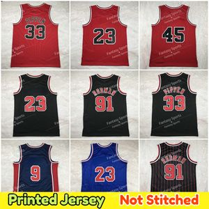 1992 Team USA 9 Retro Basketball Jersey Dennis Rodman Scottie Pippen Rouge Blanc 1997-98 1984-85 Mens Version imprimée Jersey pressage à chaud Pas de point