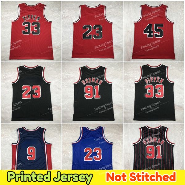 1992 Team USA 9 Retro Basketball Jersey Dennis Rodman Scottie Pippen Rouge Blanc 1997-98 1984-85 Mens Version imprimée Jersey pressage à chaud Pas de point