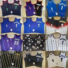 1993 1994 1995 Authentique Basketball Vintage Tracy McGrady Jersey 1 Vince Carter 15 Penny Hardaway 1 Chemise de retour 1998 1999 2000 2001 2003 Rétro Stripe Cousu