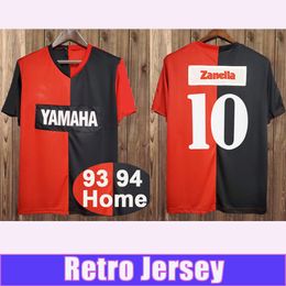 1993 1994 Newell's Old Boys Retro Soccer Jerseys #10 Home Red Black Camiseta de fútbol de manga corta