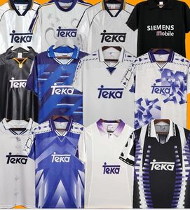 1994 1995 1996 1997 1998Retro Real Redondo Madrid camisetas de fútbol # 7 Raúl # 9 Zamorano local blanco visitante azul camisetas de fútbol Vintage MAGLIA Camiseta de futbol