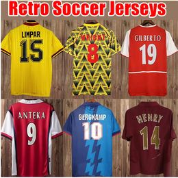 1994 1995 ArsenS Retro HENRY Soccer Jerseys BERGKAMP Hommes RETRO 02 03 04 05 06 07 08 V. PERSIE VIEIRA MERSON ADAMS Maillot de football Uniformes à manches courtes Chemise de football rétro