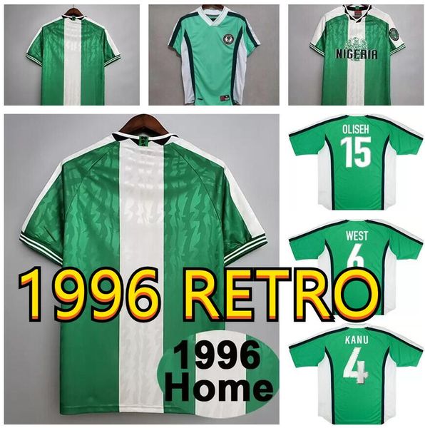 1994 1996 1998 OKOCHA FINIIDI MENS RETRO SOCCER JERSEYS ÉQUIPE NATIONALE HOME VERT Vert Blanc Chemise de football Enfels à manches courtes