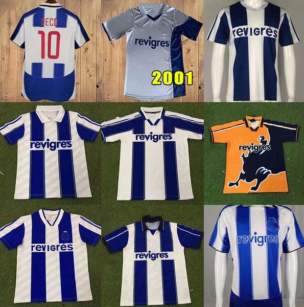 1994 95 97 99 Retro Portos Soccer Jerseys 2001 03 04 Cup Final Home Away Men Deco Finales Vintage Football Shirt Kits Blue Yellow McCarthy Derlei Classic Uniforme