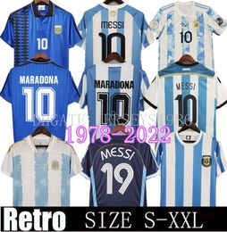 1994 Argentina Retro Soccer Jerseys Maradona 1978 1986 1998 1994 1996 2000 2001 2006 2010 Kempes Riquelme Higuain Kun Agüero Caniggia AIMAR Camisetas de fútbol