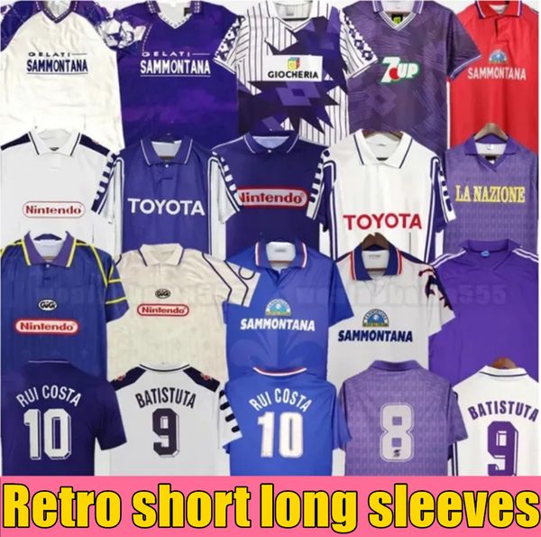 1995 1996 Maillot de football classique rétro de la Fiorentina Sweat-shirt 1989 90 91 92 93 97 98 99 BATISTUTA R.BAGGIO DUNGA Maillot de football rétro de la Fiorentina chandal futbol 1998 1999