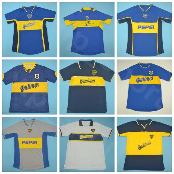 1995 1997 2000 2002 2007 Boca Juniors Vintage Maradona rétro Soccer Jersey Gago Caniggia Tevez Cardozo Benedetto Football Shirt Kits