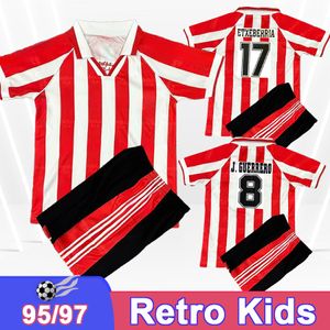 1995 1997 Alkiza Etxeberria Retro Kid Kit Soccer Jerseys Karanka J. Guerrero Home White Red Child Football Shirt Short à manches courtes