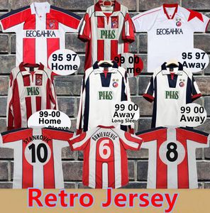 1995 1997 Crvena Zvezda Beograd Maillots de football rétro 99-00 BUNJEVGEVIC Manches longues à domicile STANKOVIC Chemises de football à manches courtes Uniformes