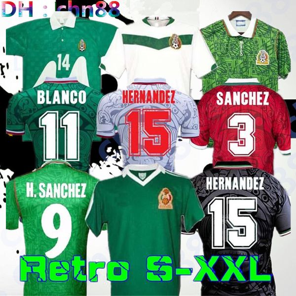 1995 Retro MEXICO BLANCO Soccer Jersey 1986 1994 1998 HERNANDEZ H.SANCHEZ maillot de football LUIS GARCIA CAMPOS ancien maillot MARQUEZ 2006 2010