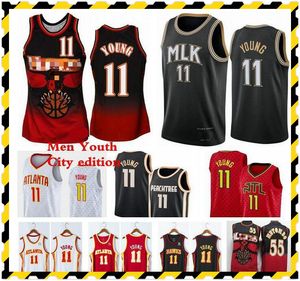 1996-97 Camisetas de baloncesto para hombres Retro de alta calidad Trae 11 Young Dikembe 55 Mutombo Rojo Negro Blanco 2021 Camisetas vintage baratas