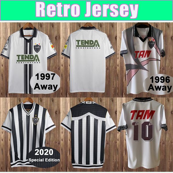 1996 Atletico Mineiro Soccer Jersey Mens Retro Away White Camiseta de fútbol de manga corta Uniformes
