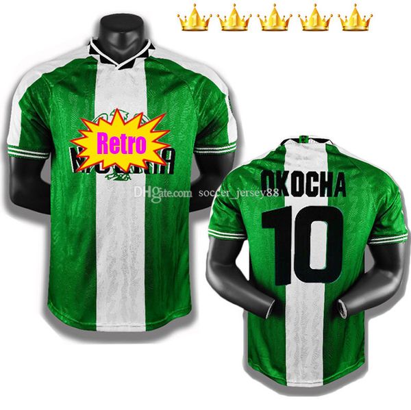 1996 NIGERRIA OKOCHA camisetas de fútbol retro KANU YEKINI WEST OLISEH 96 clásico vintage verde hogar uniformes blancos JERSEY camisetas de fútbol